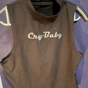 Black 'Cry Baby' Sleeveless Top
